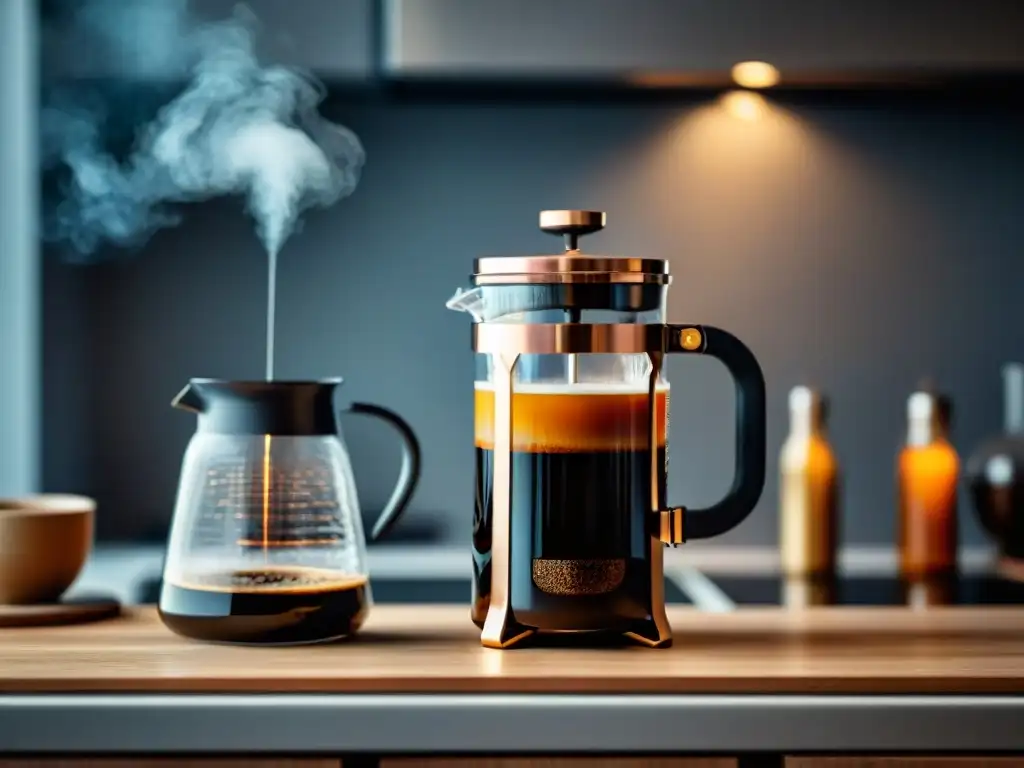 Una máquina de café francesa innovadora en una cocina moderna y minimalista