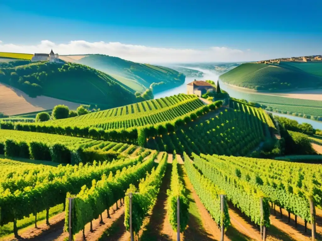 Maravilloso paisaje de viñedos blancos en el Valle del Loira, destacando la diversidad y belleza de los vinos blancos Loira gastronomía francesa