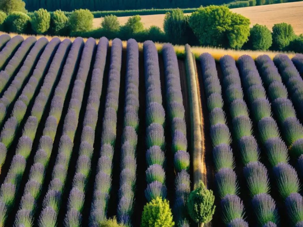 Maravillosos campos de lavanda en flor bajo el cielo azul en la campiña de Provenza, Francia