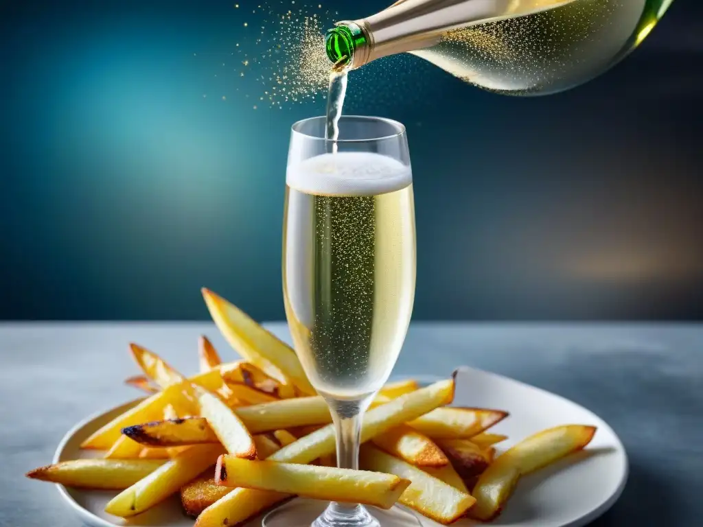 Un maridaje atrevido: champagne y papas fritas doradas con sal marina