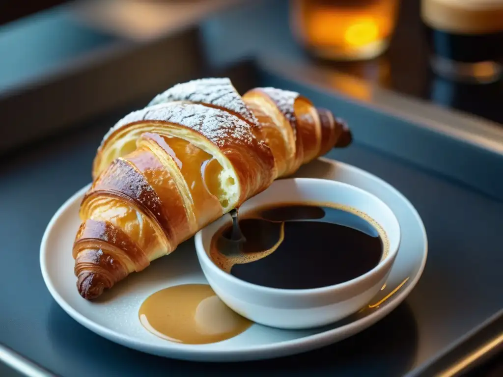 Maridaje perfecto: croissant delicado acompañado de espresso recién hecho