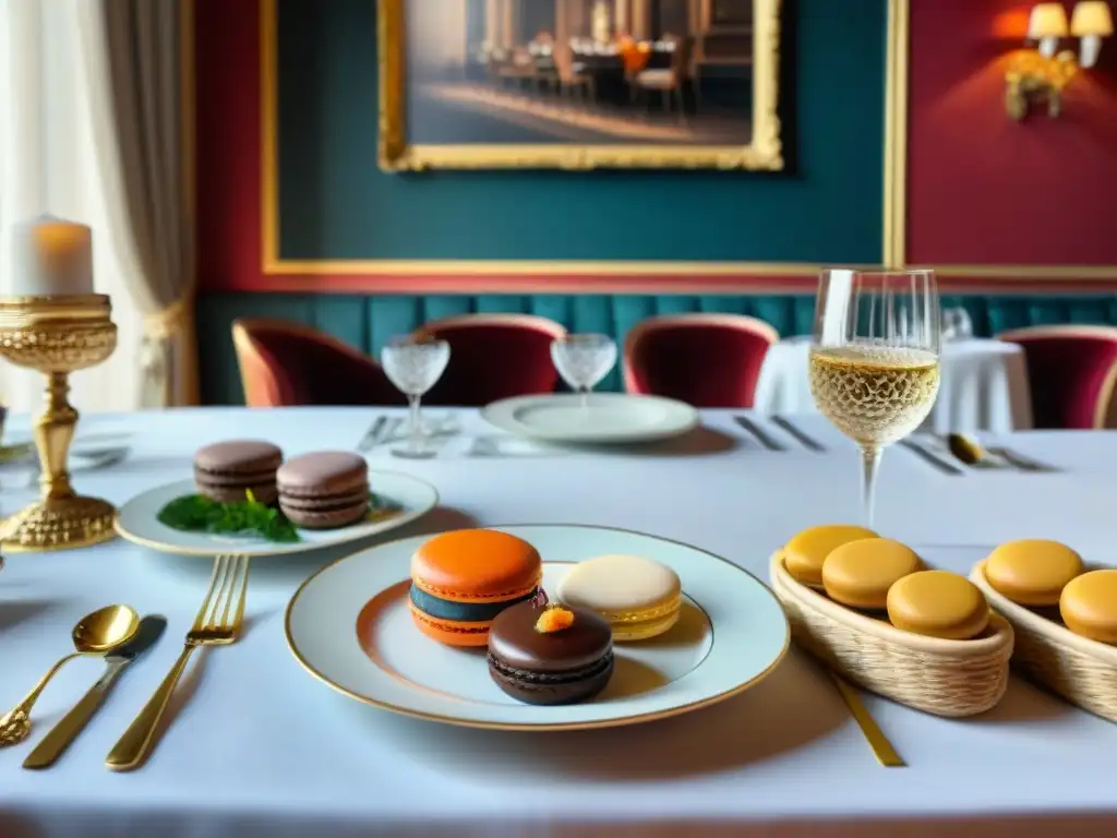 Maridaje visual decoración platos experiencia en elegante mesa de restaurante francés