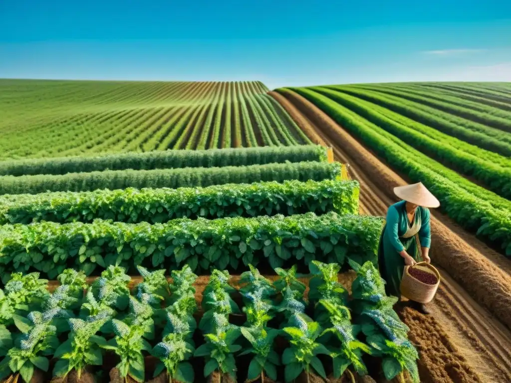 Plantación de menta en la campiña francesa: agricultores recolectando con cuidado