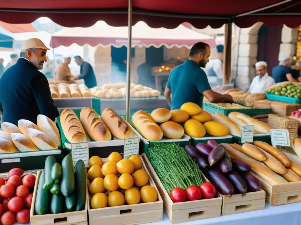 Mercado al aire libre en Marsella con cocina francesa auténtica y productos frescos bajo el sol mediterráneo