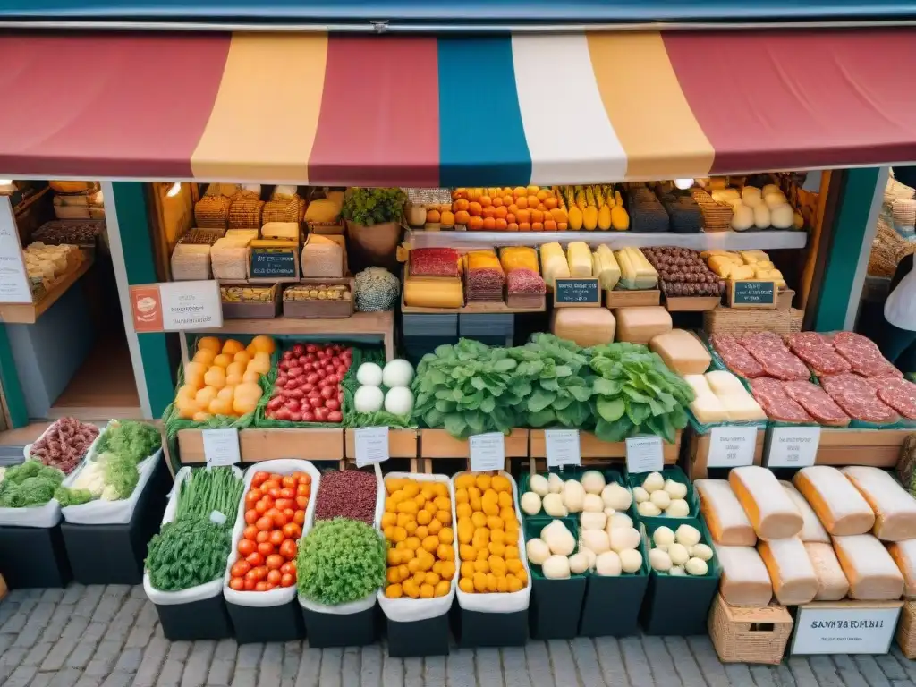 Mercado al aire libre en Francia con cocina regional francesa, productos frescos y coloridos