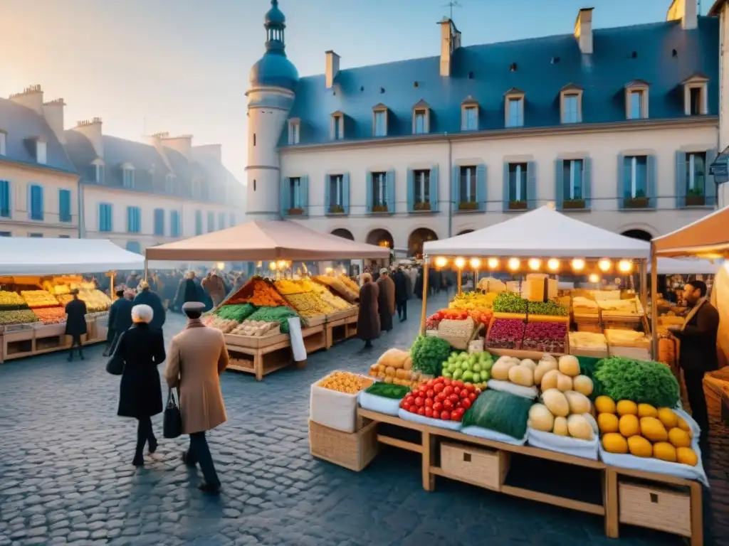 Mercado al aire libre en Francia: coloridas paradas rebosantes de alimentos frescos