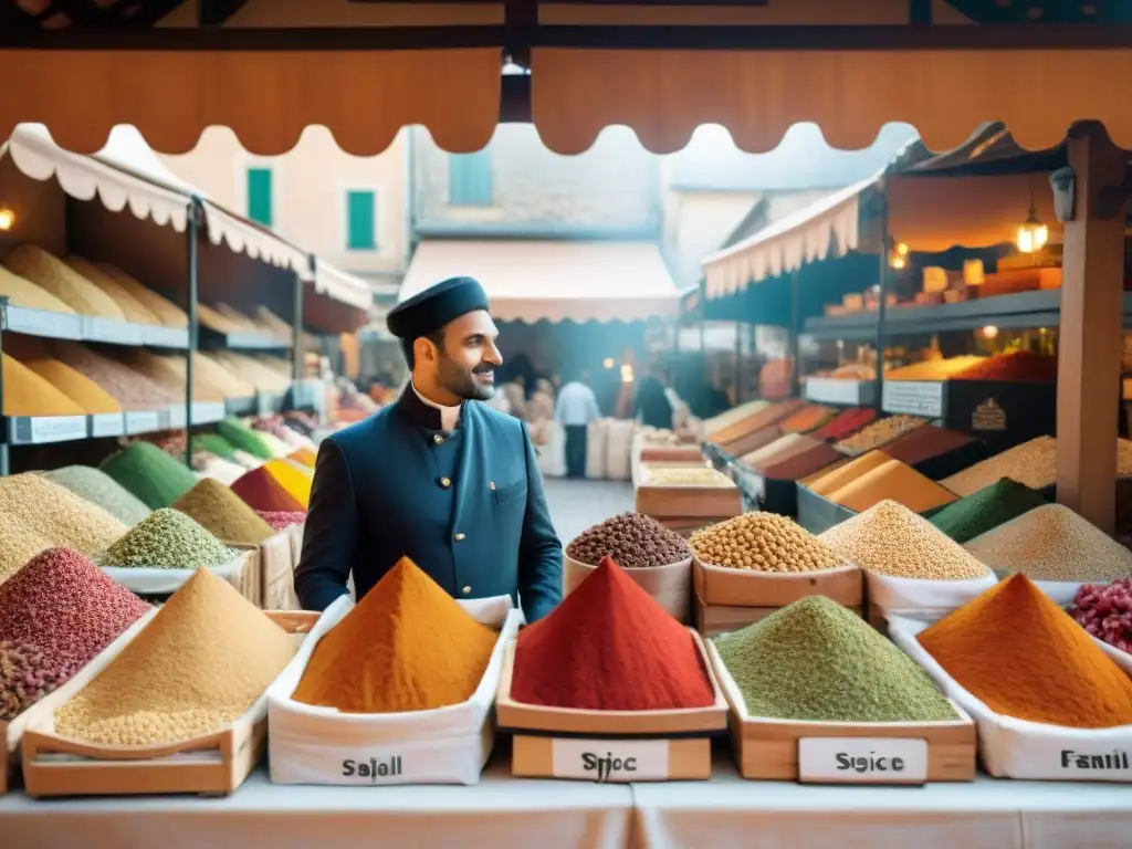 Un mercado al aire libre en Francia con influencia gastronomía árabe