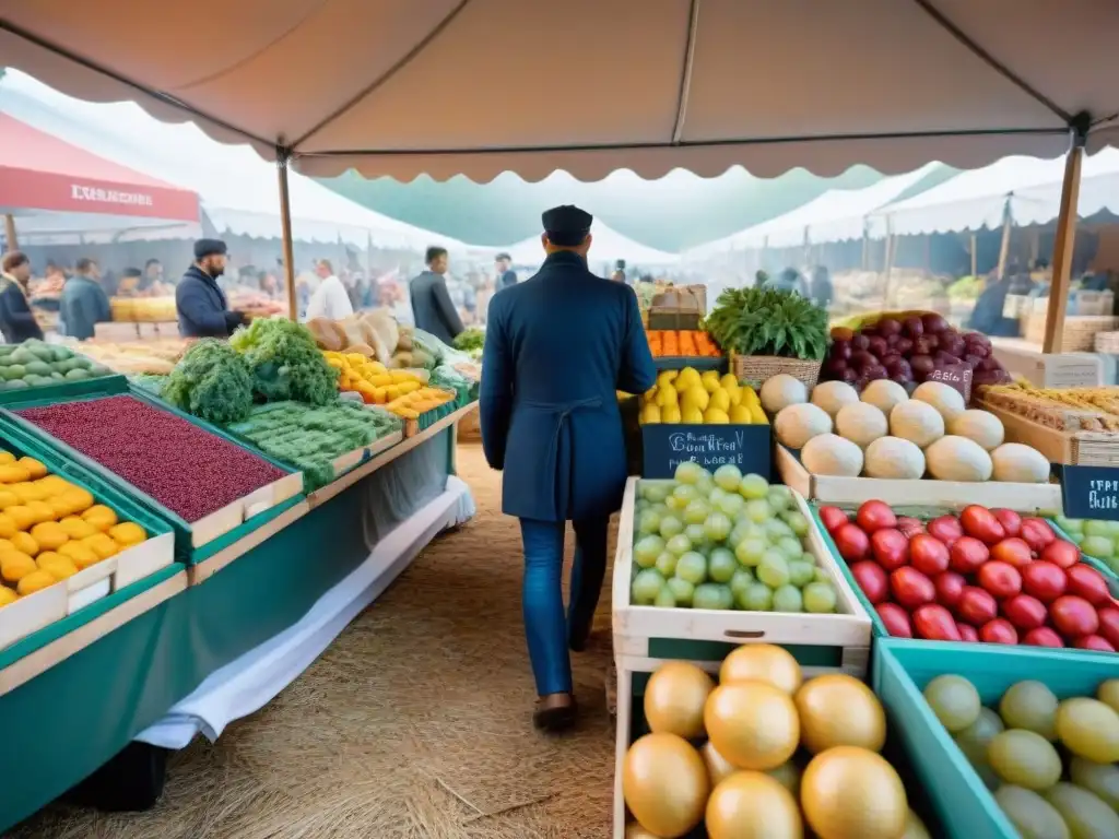 Mercado al aire libre en Francia con influencia francesa en la reducción del plástico en la industria