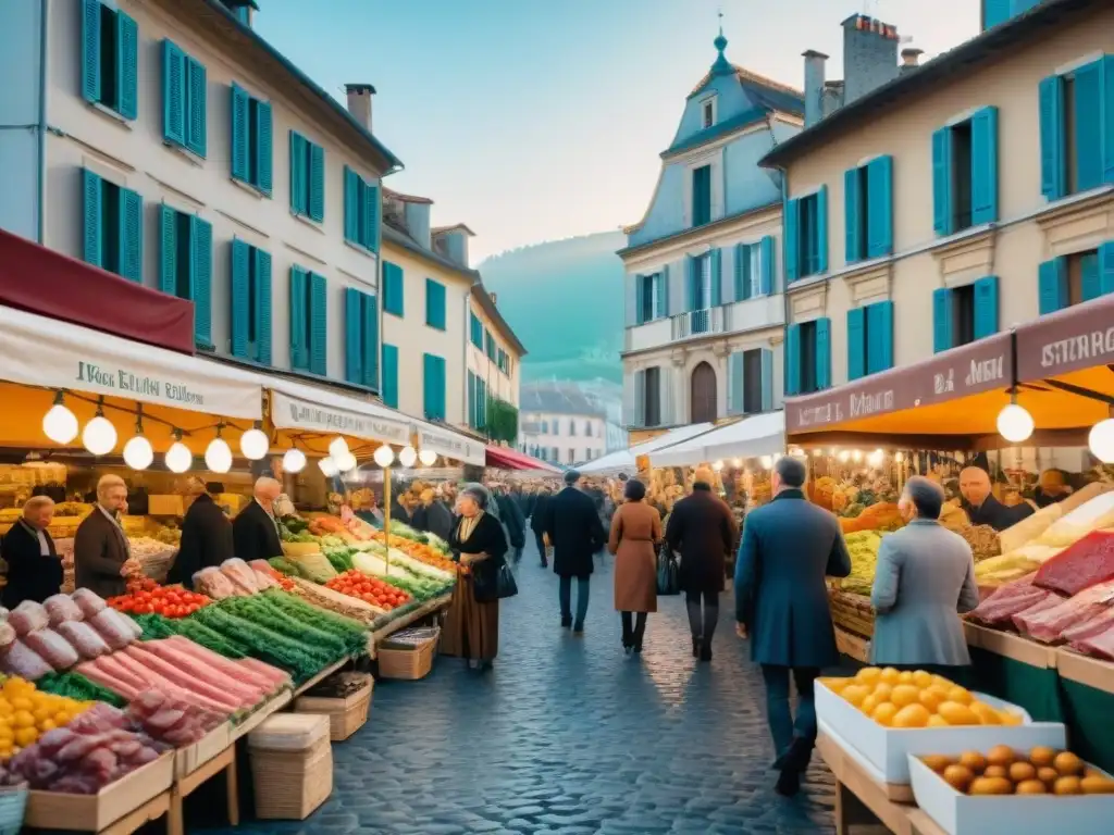 Mercado bullicioso con influencia gastronomía francesa e inmigrantes italianos