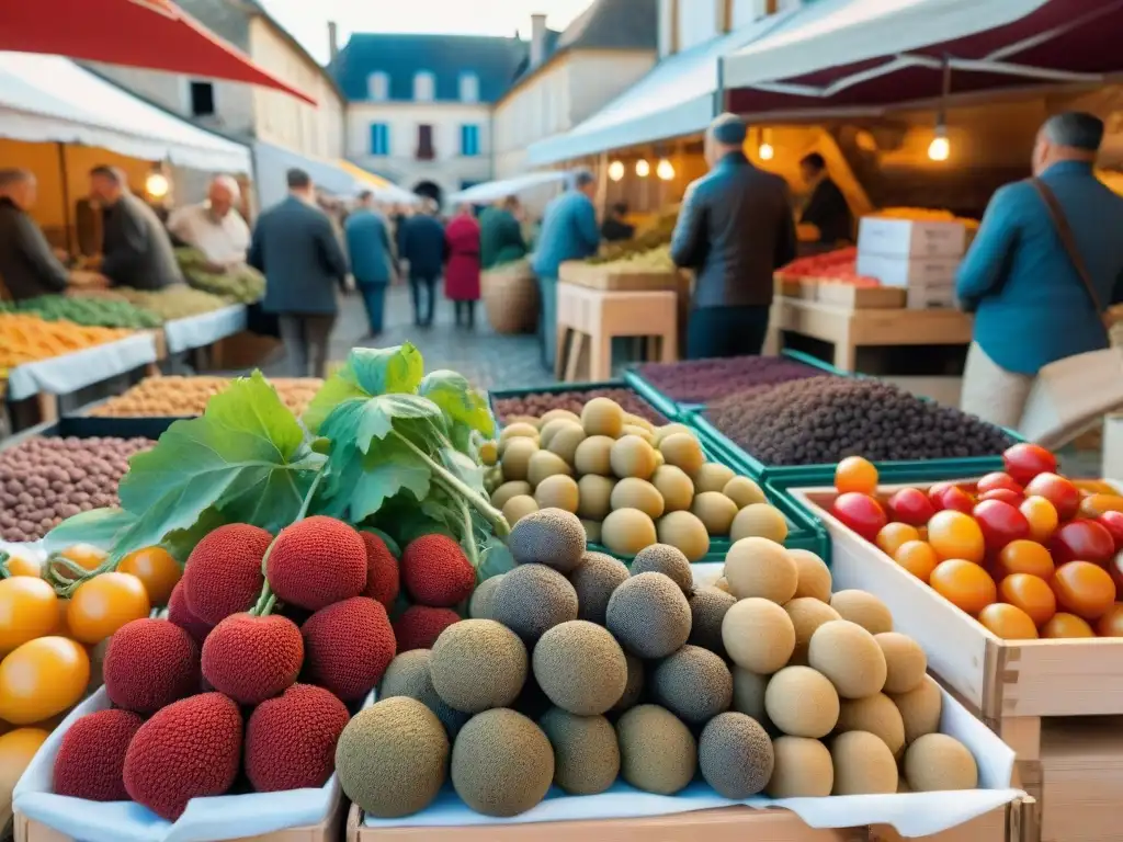 Un mercado bullicioso en Borgoña, Francia, muestra la influencia gastronomía