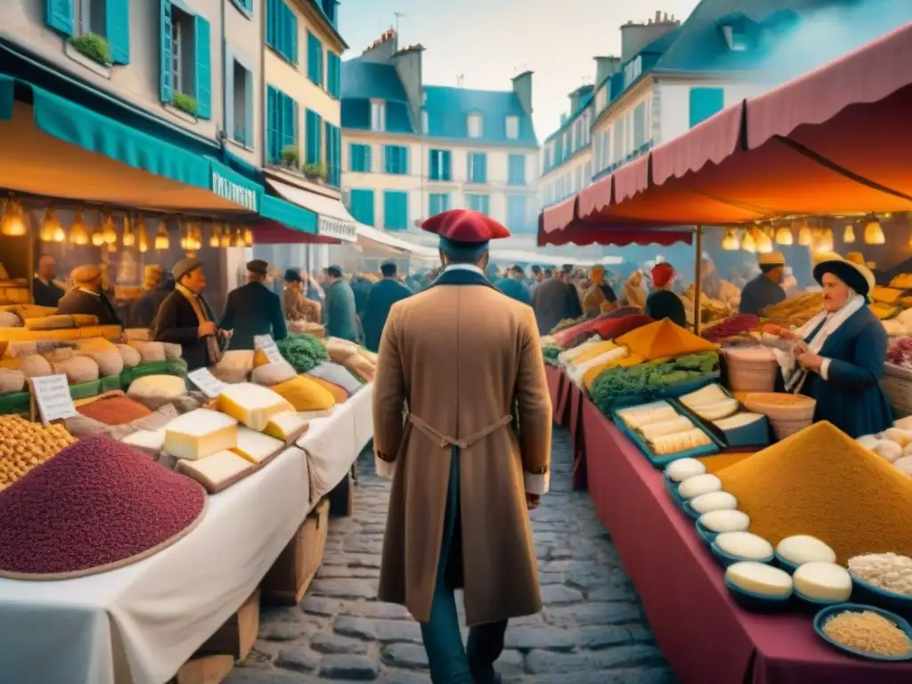 Mercado bullicioso de la Revolución Francesa, con ingredientes revolucionarios y esloganes políticos