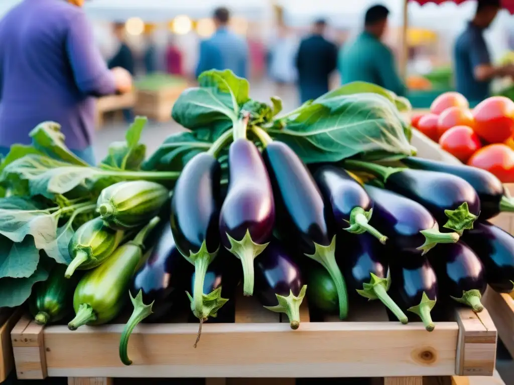 Mercado campesino en Normandía con coloridas verduras en cajas de madera