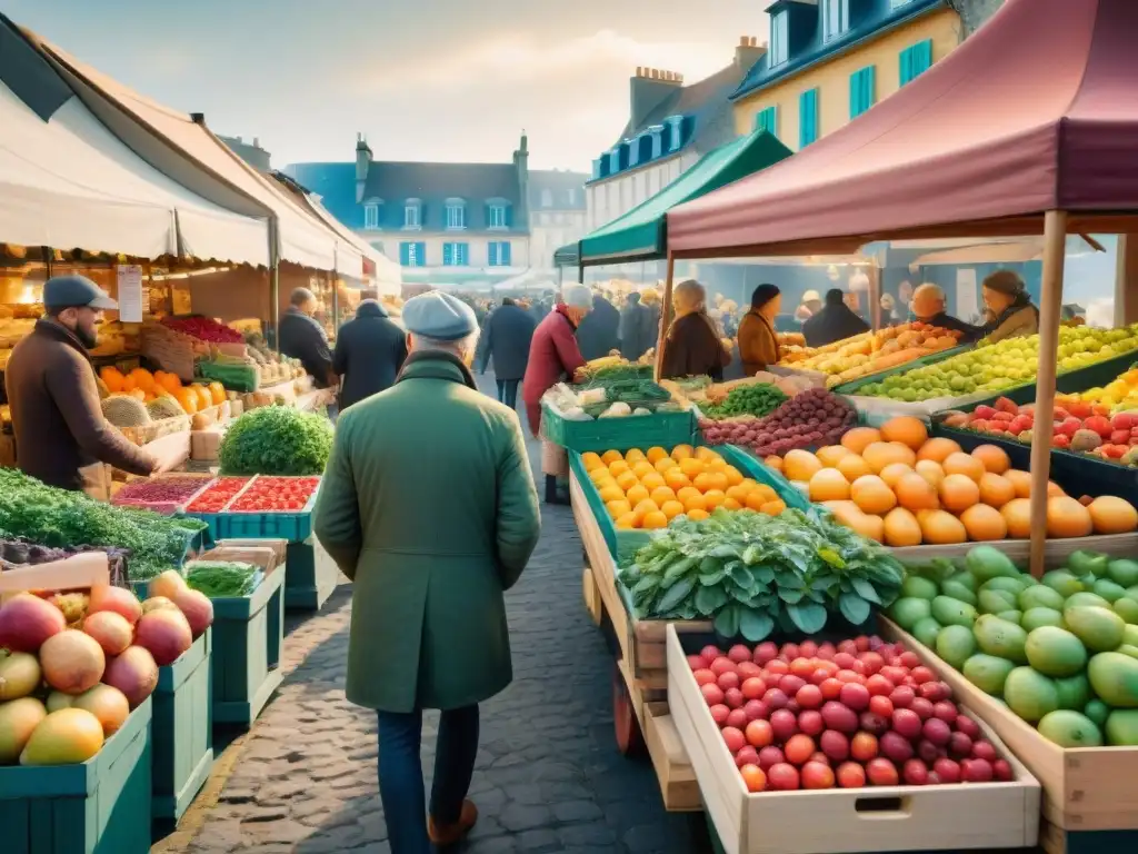 Un mercado francés bullicioso muestra la influencia de frutas y verduras en la gastronomía, en cada estación del año