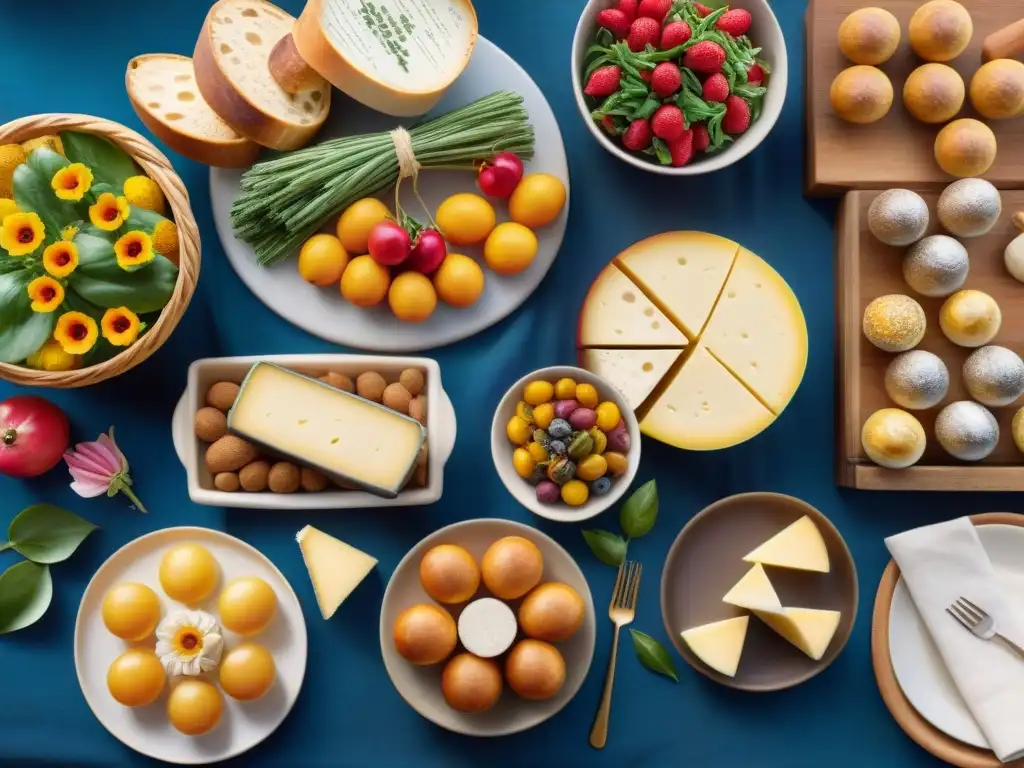 Un mercado francés bullicioso al amanecer con productos vibrantes y turistas, reflejando la esencia de la cocina francesa tradicional y moderna