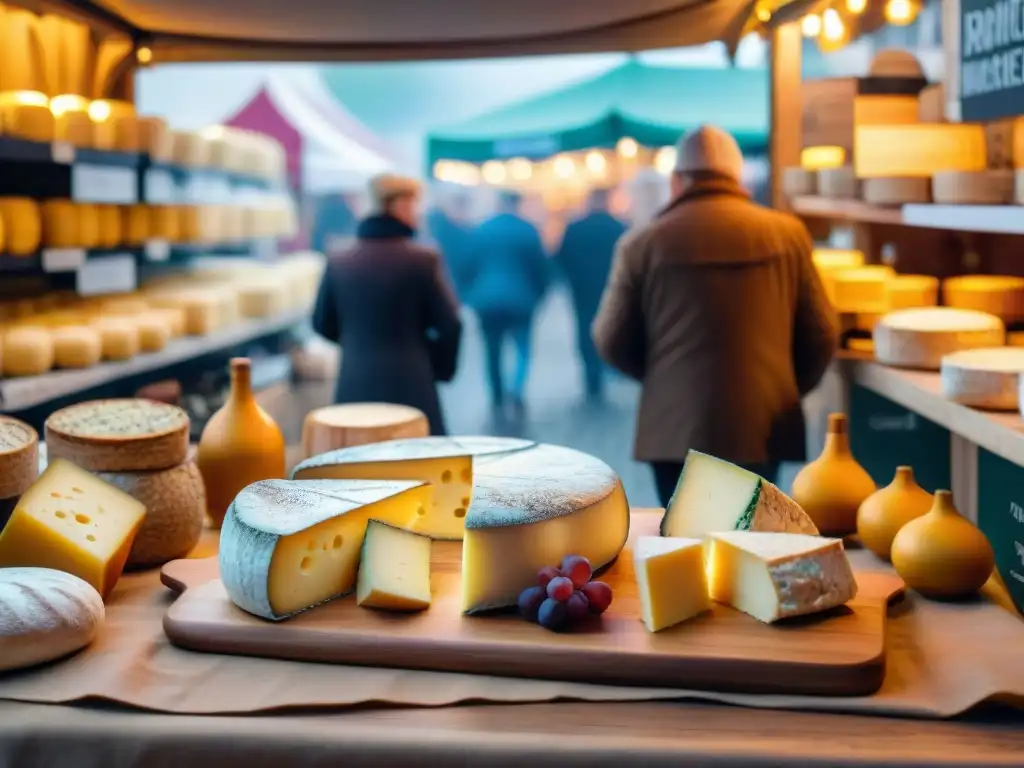 Mercado francés en Lorraine con platos típicos gastronomía francesa Lorraine, quesos y vinos artesanales