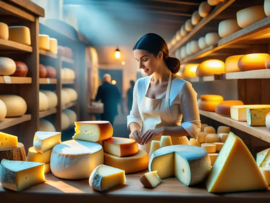 Un mercado francés de quesos con encanto en un pintoresco pueblo