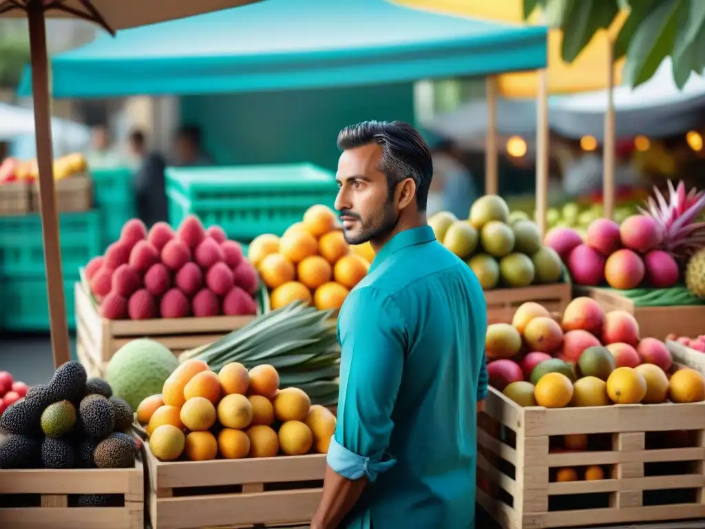 Un mercado de frutas exóticas en la Isla Reunión