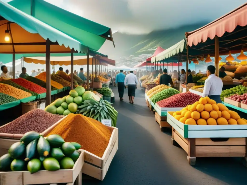 Un mercado tradicional en Reunión rebosante de sabores y colores exóticos