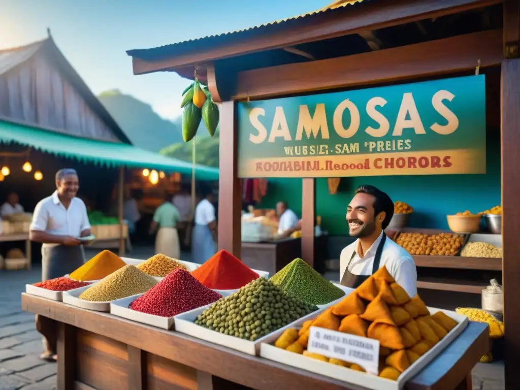 Un mercado tradicional de Reunión rebosante de sabores y colores, donde locales y turistas disfrutan de la diversidad culinaria