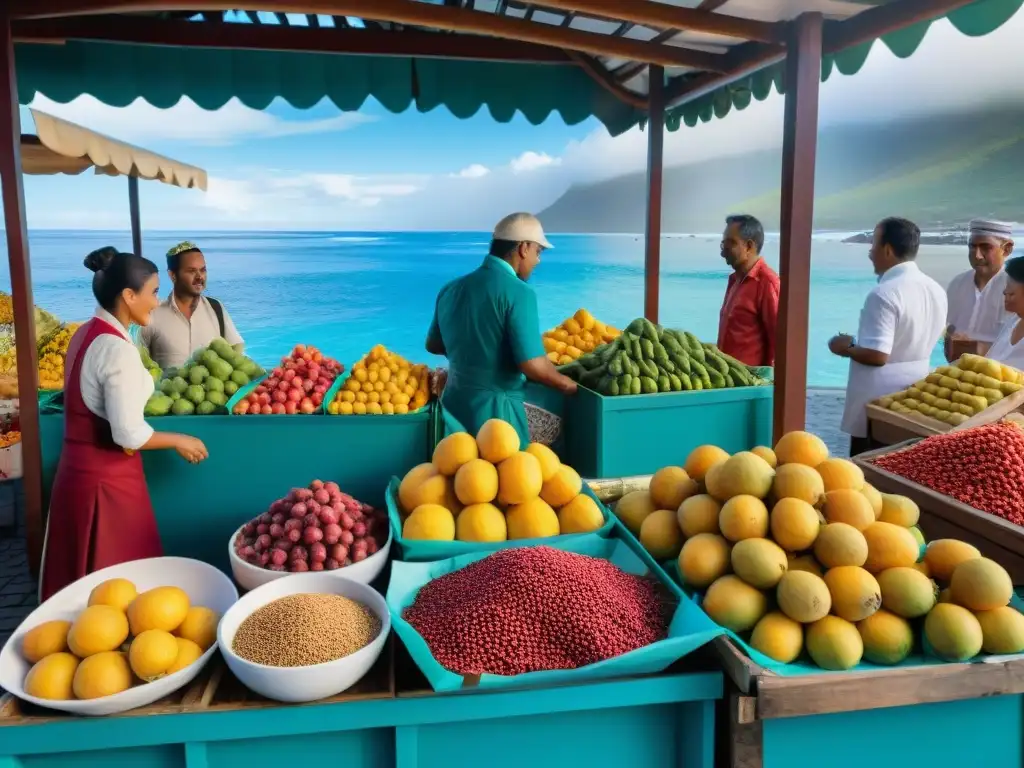 Un mercado vibrante en la Isla de la Reunión con ingredientes exclusivos para la cocina moderna