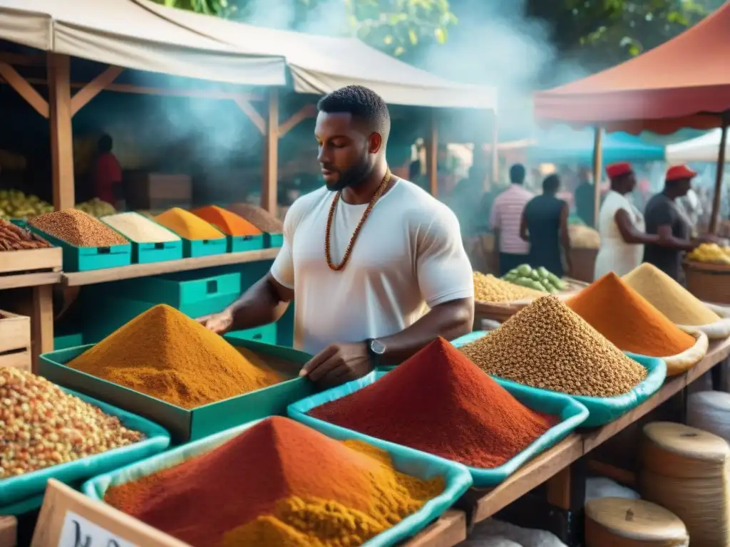 Un mercado vibrante en Martinica lleno de coloridas especias locales