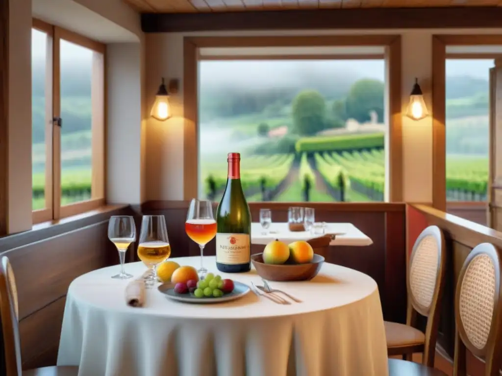 Exquisita mesa francesa con ciders: una delicia visual Una mesa de bistró francés con sidras francesas sin alcohol, elegante y acogedora