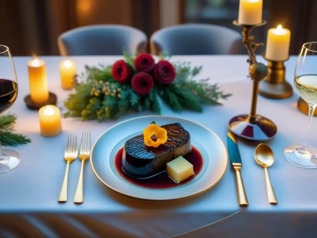 Mesa elegante con vinos Alsacia y delicias francesas