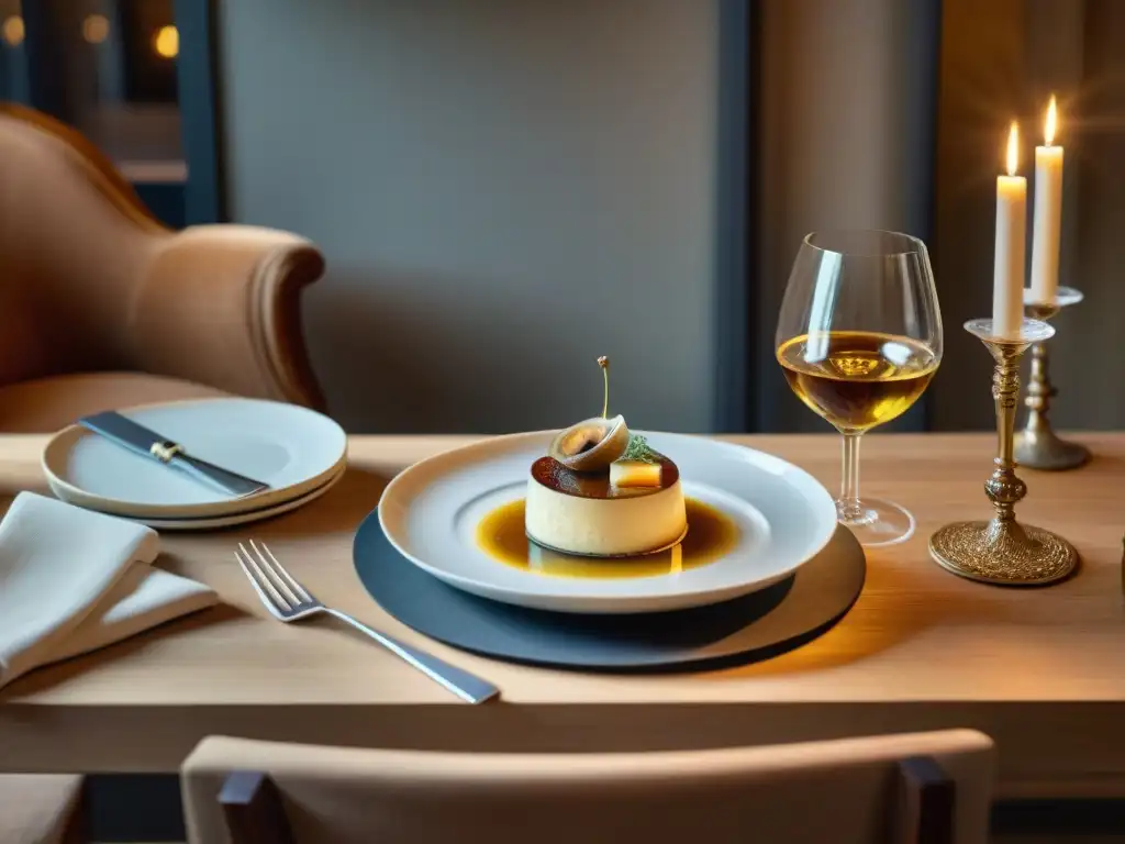 Una mesa francesa tradicional con exquisitos platos y vinos Sauternes, reflejando la elegancia de la gastronomía francesa