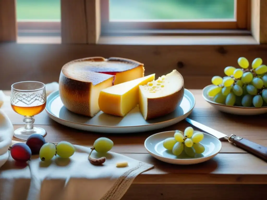 Una mesa tradicional alsaciana en Lorena, Francia, con sabores tradicionales de Munster