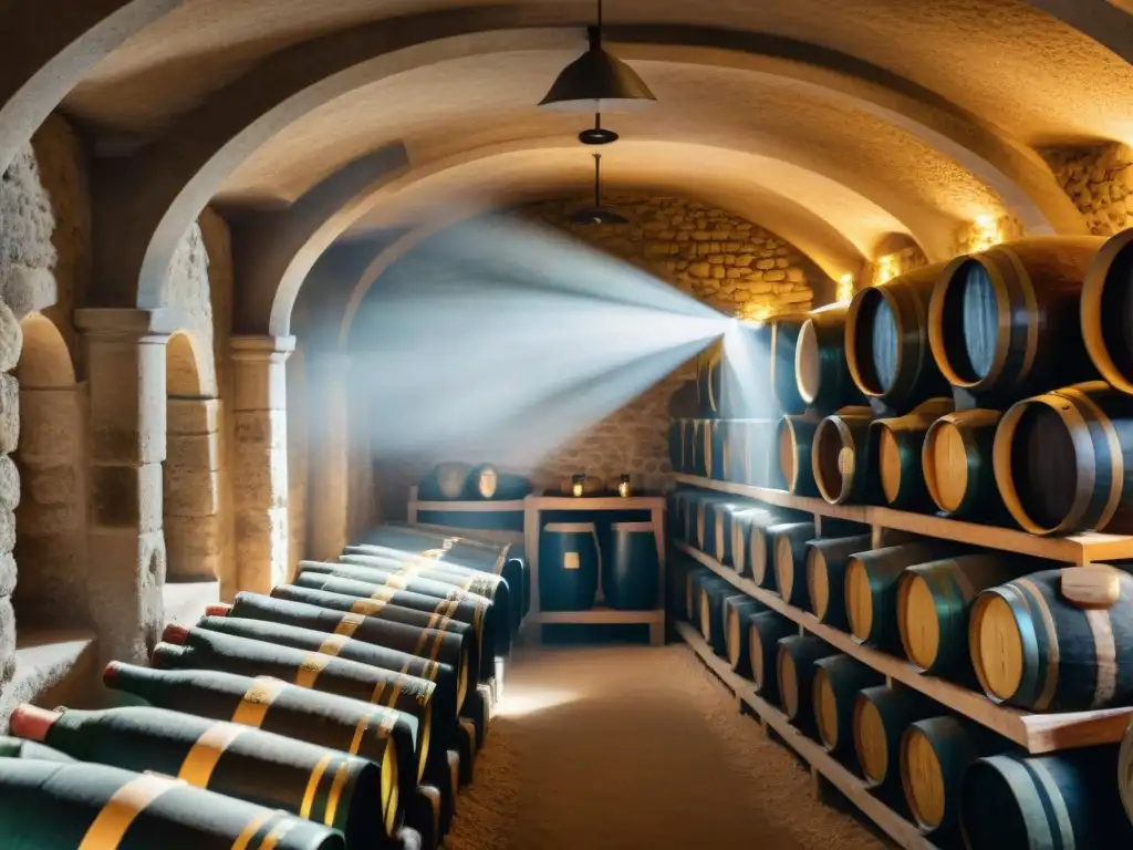 Una misteriosa bodega de champagne en Francia, con botellas antiguas cubiertas de polvo