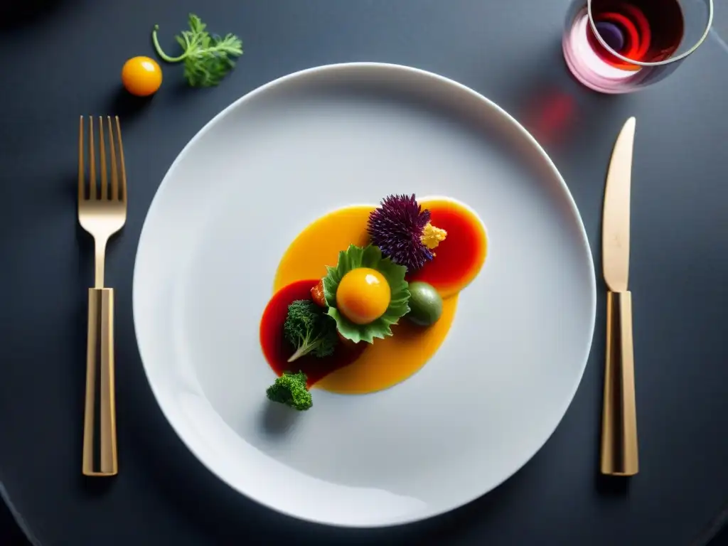 Armonía cromática: plato gourmet vibrante y equilibrado Una obra de arte culinaria con una presentación armoniosa y equilibrada