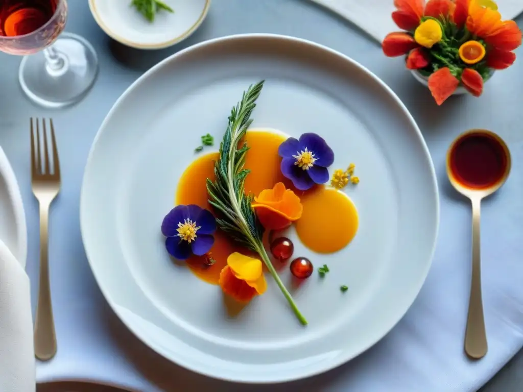 Una obra maestra culinaria francesa con decoración de platos estilo francés en un entorno elegante y apetitoso