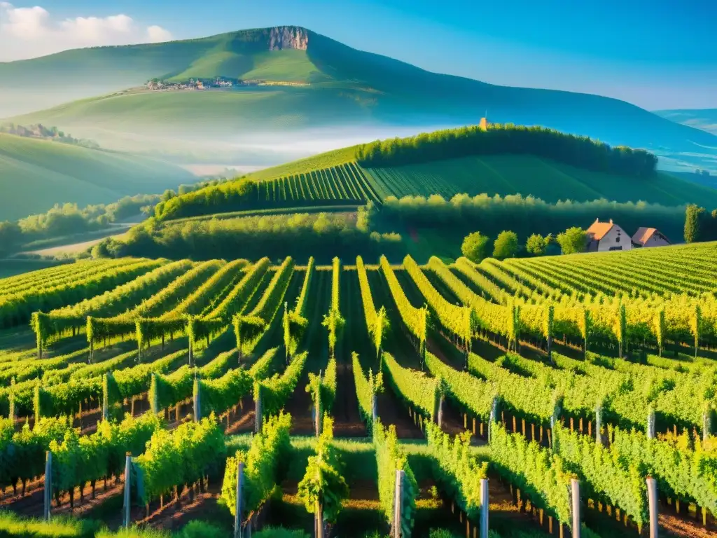 Un paisaje impresionante de viñedos en Alsacia, Francia, donde se cultivan vinos con sabores únicos