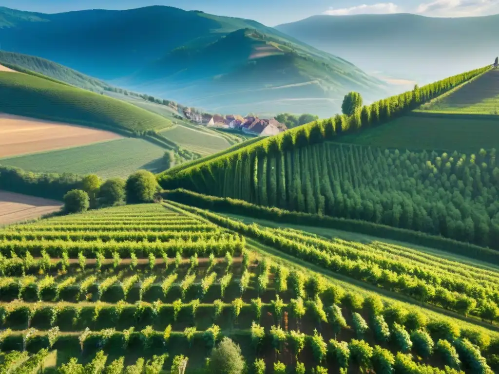 Un paisaje impresionante de los viñedos de Alsacia, Francia, en un día soleado