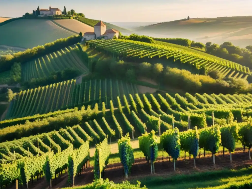 Un paisaje impresionante de viñedos en Madiran, Francia, bañados por el sol