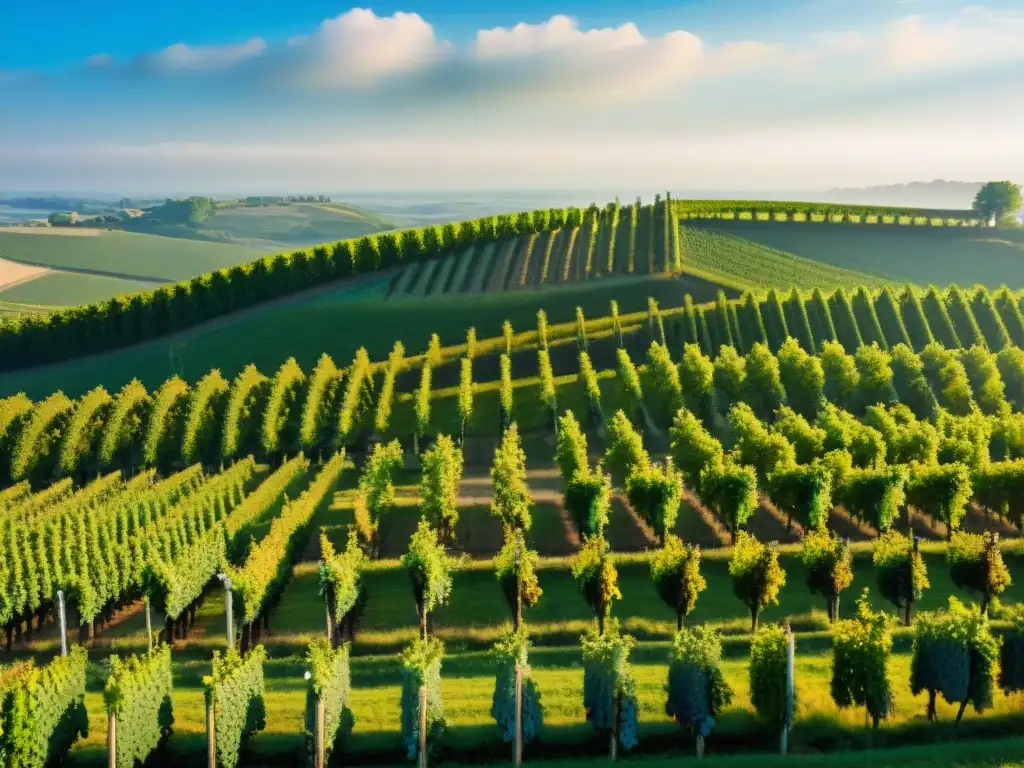 Un paisaje impresionante de viñedos en la región de Cognac en Francia, destilados franceses más allá Cognac