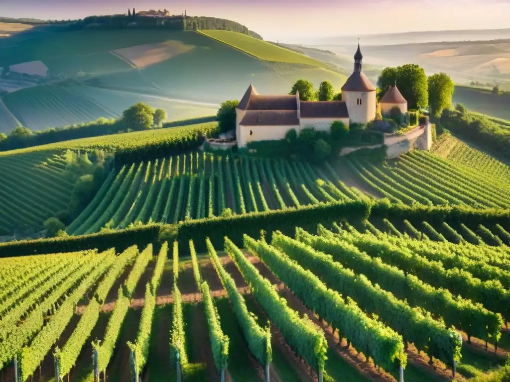 Un paisaje impresionante de viñedos en Borgoña, Francia, donde la influencia cultural y la gastronomía se entrelazan