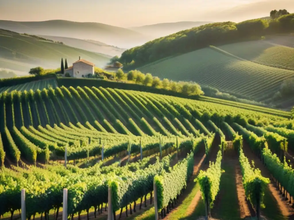 Un paisaje impresionante de viñedos orgánicos en la campiña francesa