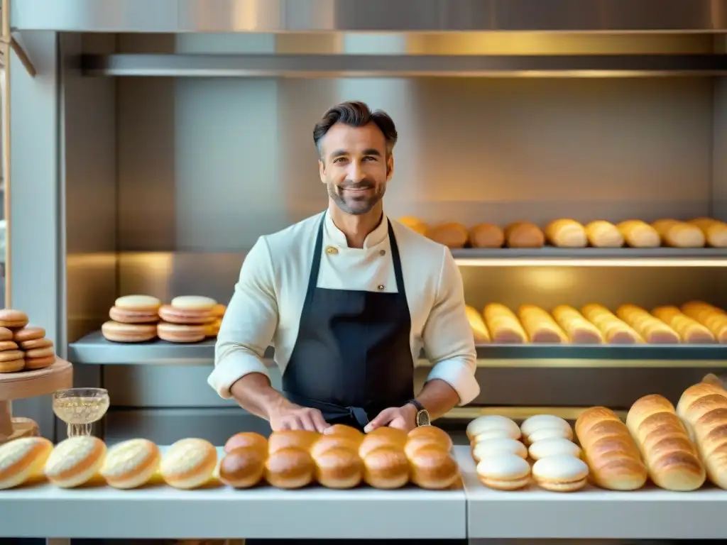 Un panadero en París crea croissants en una panadería tradicional francesa