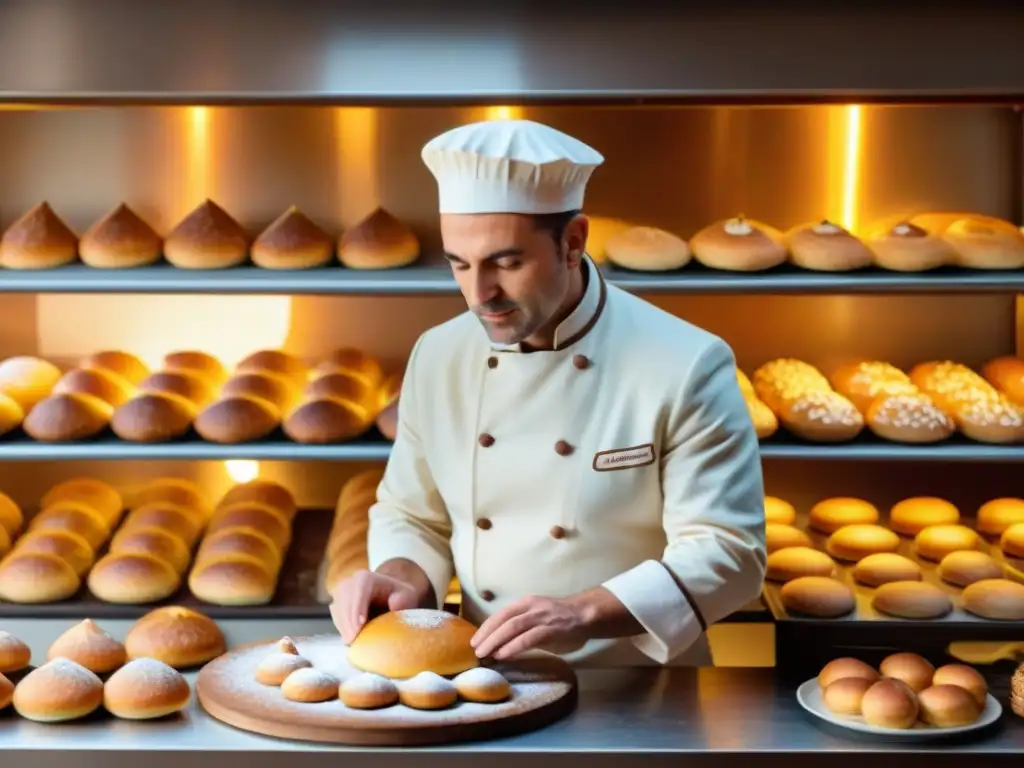 Un panadero experto moldea con destreza un Kugelhopf en una panadería tradicional de Alsacia, Francia