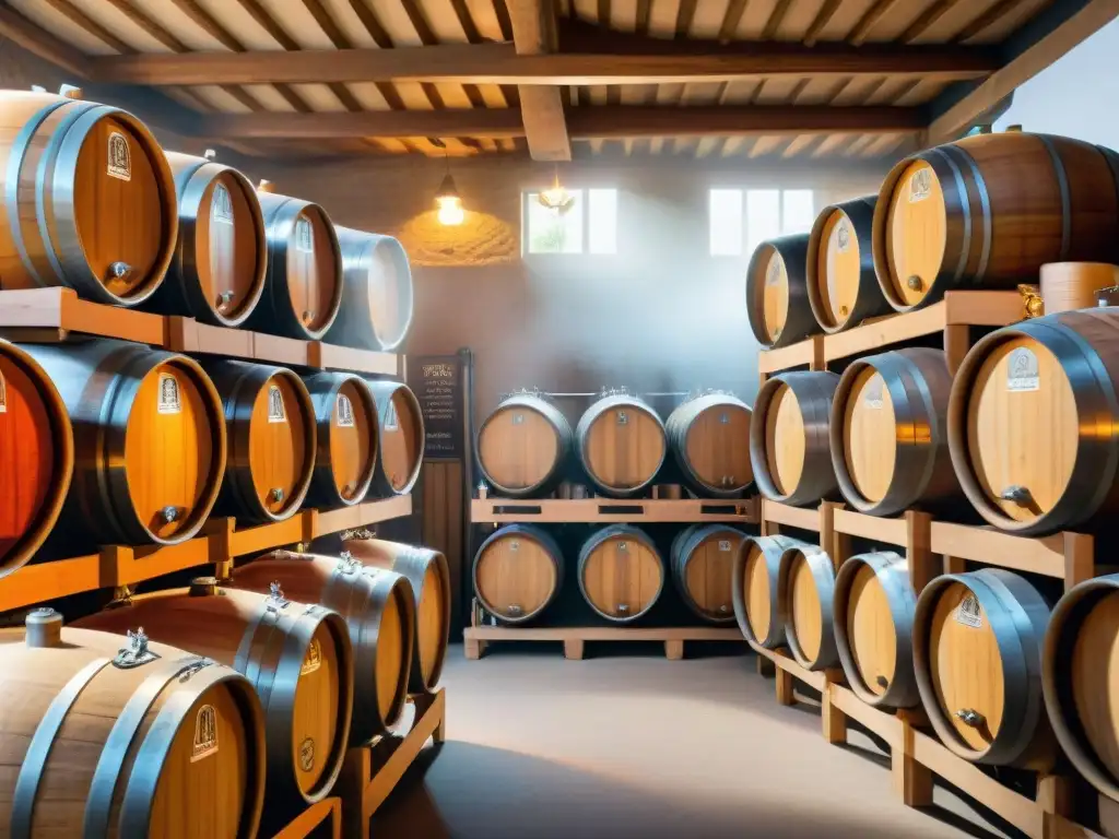 Un panorama detallado de una cervecería artesanal francesa en el campo, reflejando tradición, comunidad y tendencias cerveza artesanal Francia