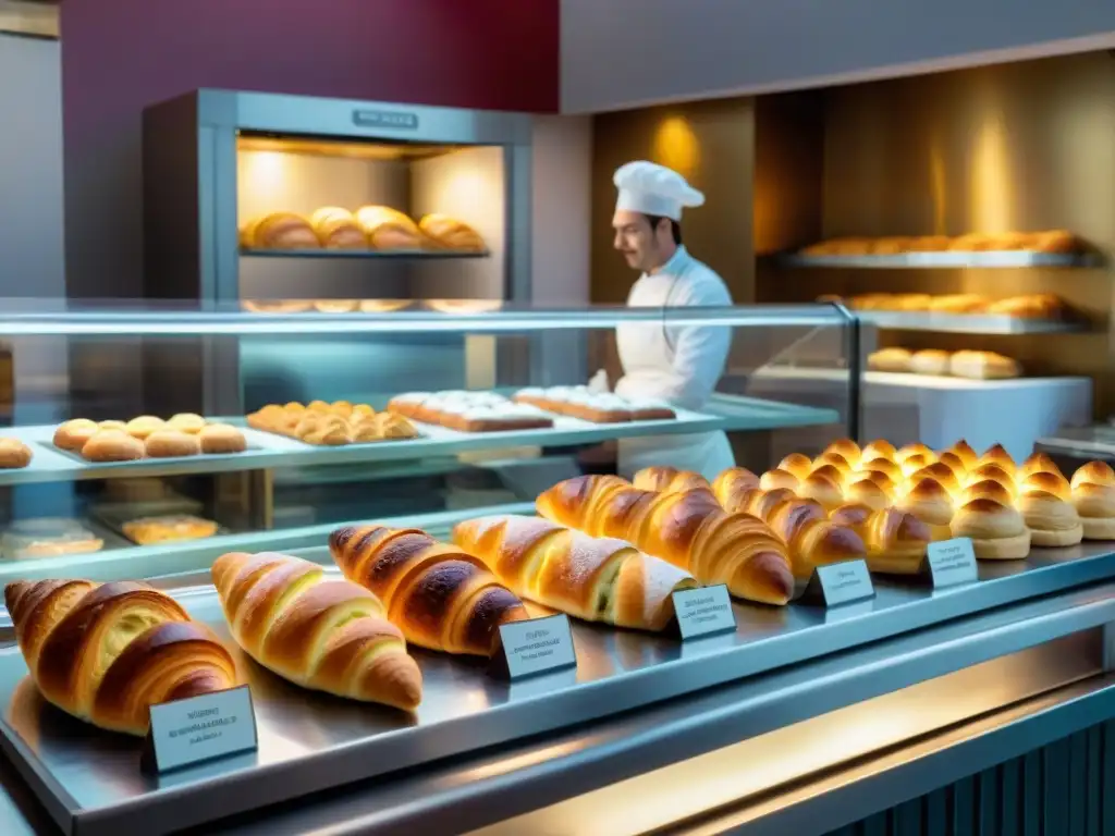 Una pastelería francesa embajadora de la gastronomía: escena detallada con chef y clientes en una mañana elegante y sofisticada