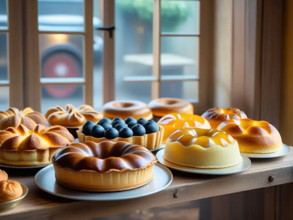 Pastelería francesa rústica en Normandía con postres tradicionales