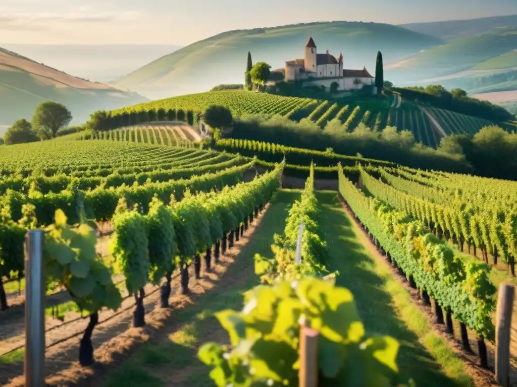 Un pintoresco viñedo francés en un día soleado