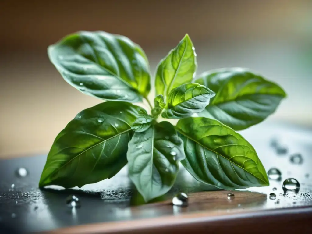 Albahaca fresca en cocina francesa: tradición culinaria Planta de albahaca verde en cocina francesa: color frescura cocina francesa