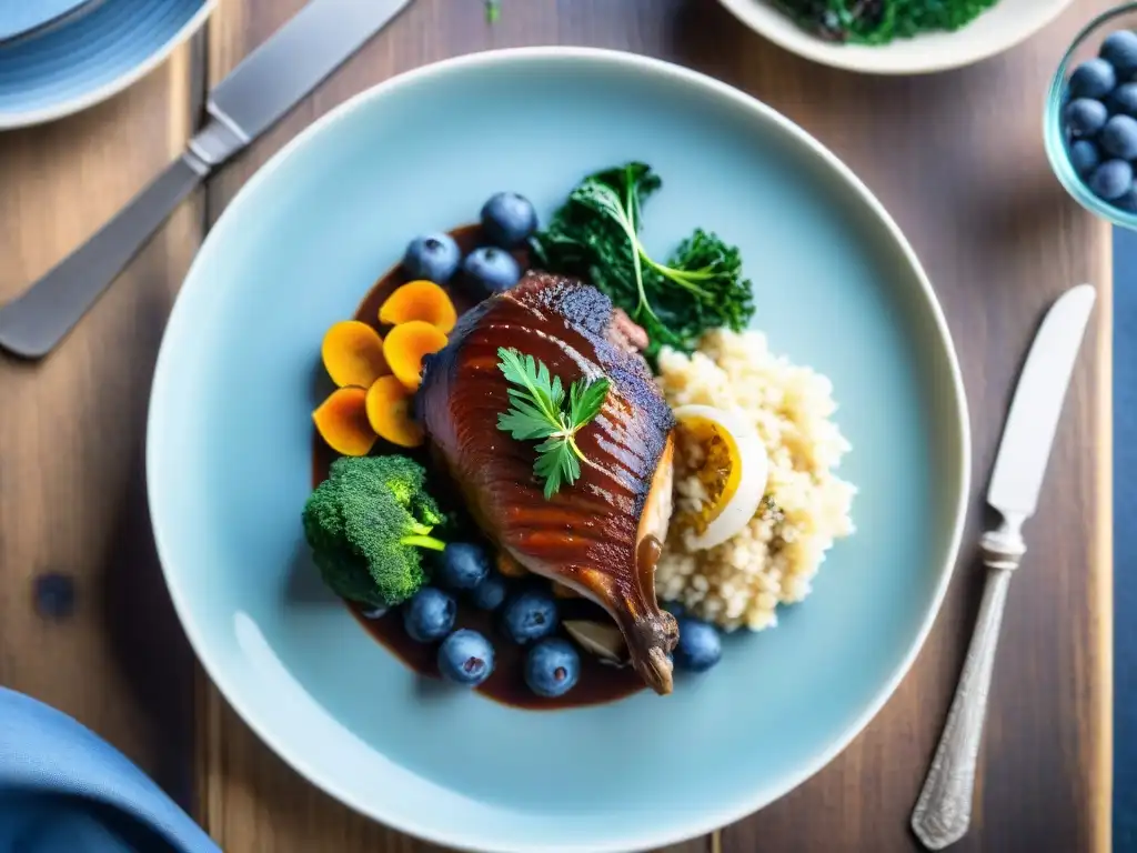 Plato de Coq au Vin reinventado con superfoods, influencia superfoods en gastronomía francesa