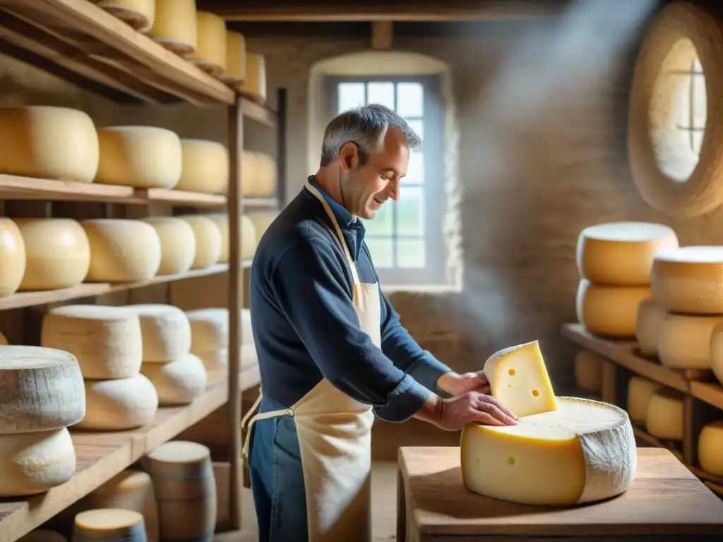 El proceso artesanal de elaboración del queso Crottin de Chavignol en una escena campestre francesa