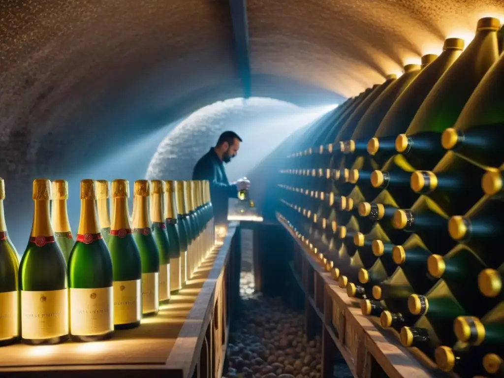 Proceso de elaboración del Champagne: historia y tradición en bodega oscura de Francia