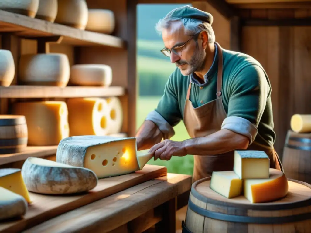 Quesero francés fusionando tradición e innovación en una granja de campo