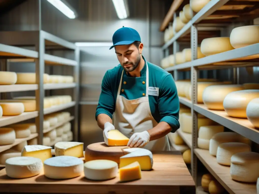 Queso francés Picodon artesanal: proceso detallado de elaboración en una quesería tradicional francesa